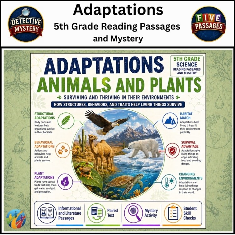 Grade 5 Reading Mystery, Animal Adaptations, cover