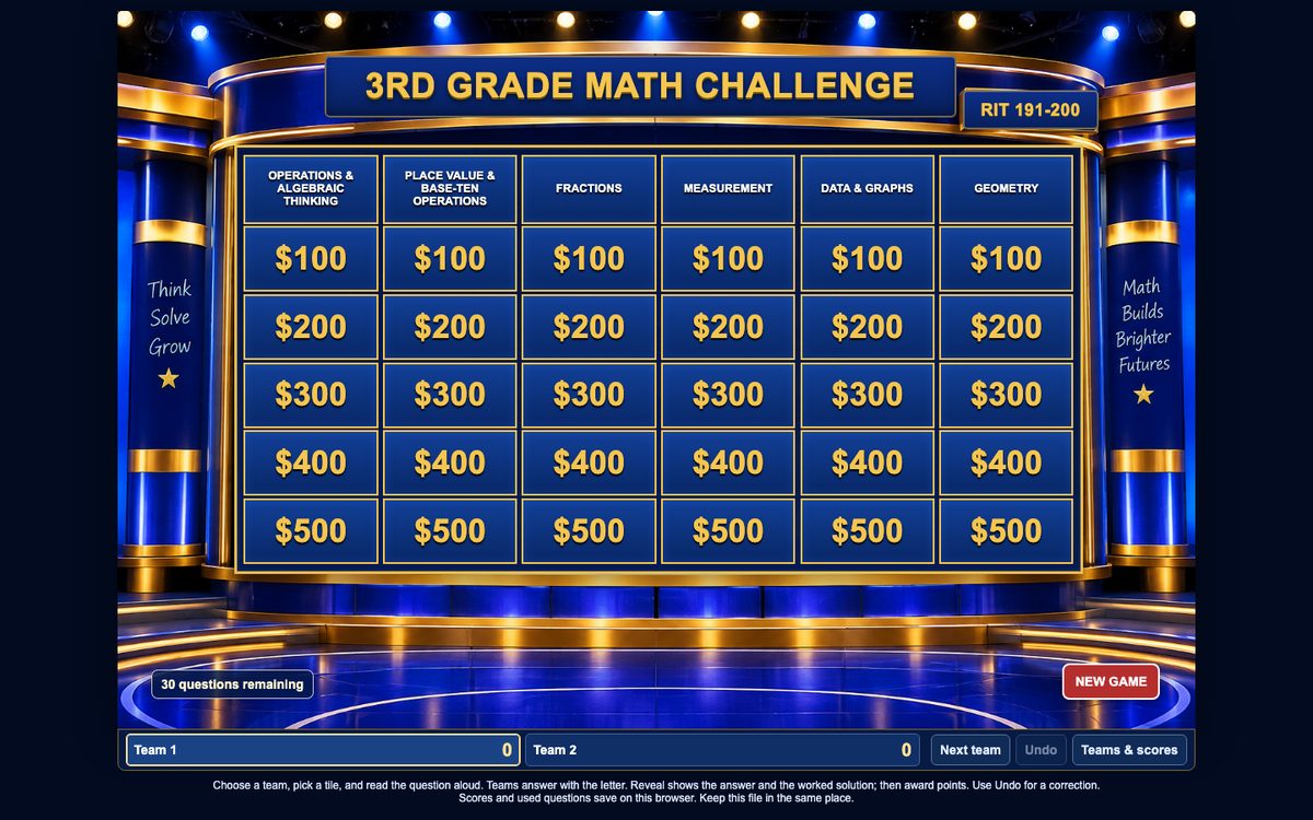 Math Challenge Grade 3 game screen