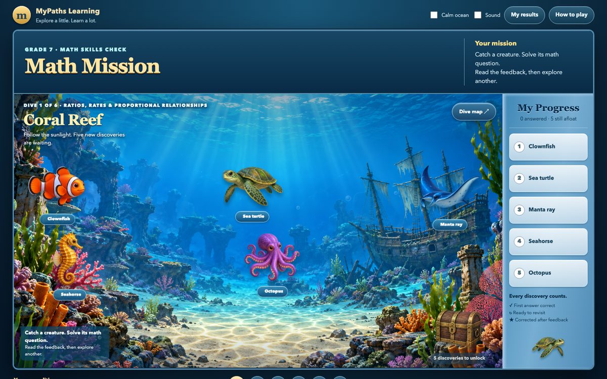 Math Mission Grade 7 game screen