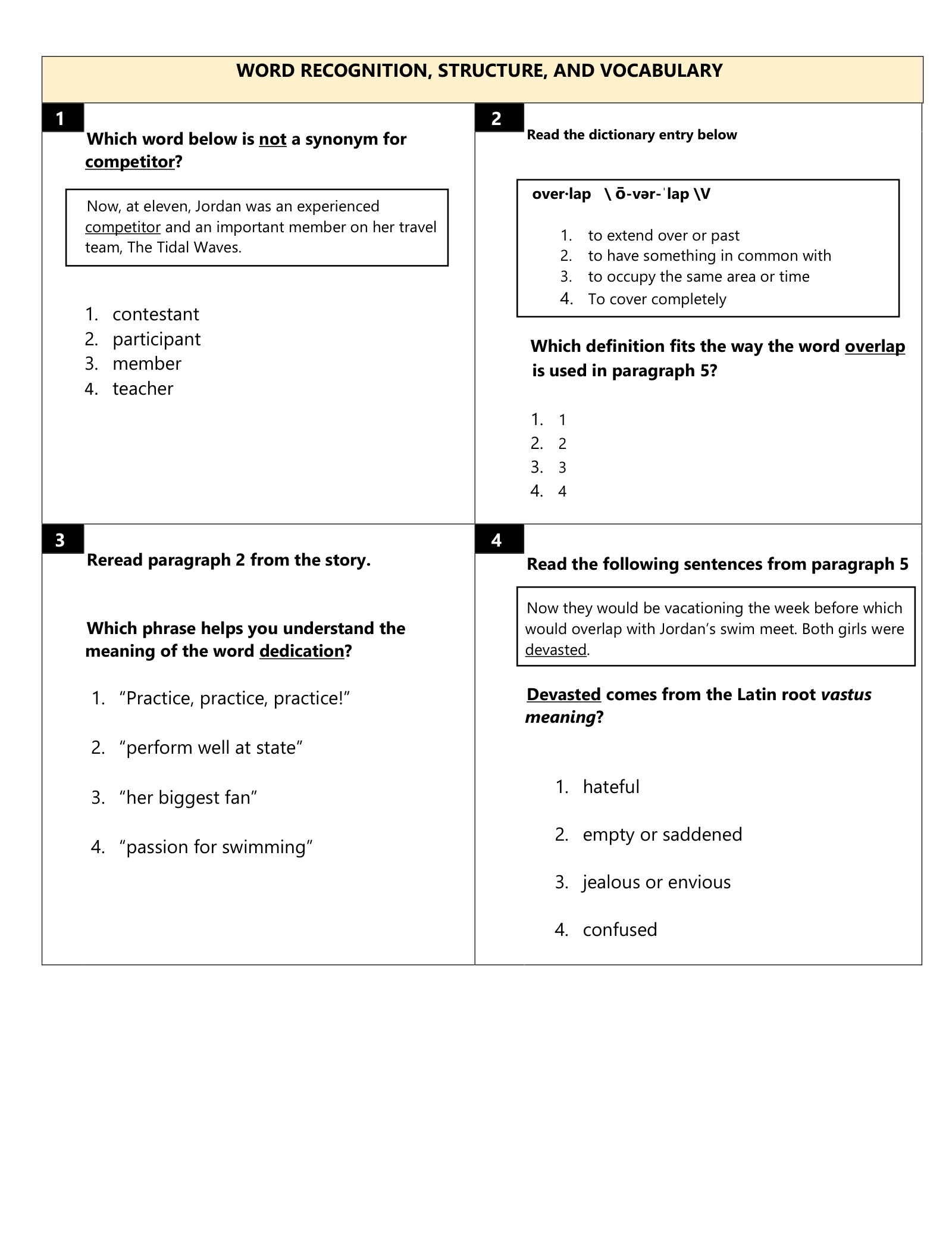 Actual Reading Comprehension page preview