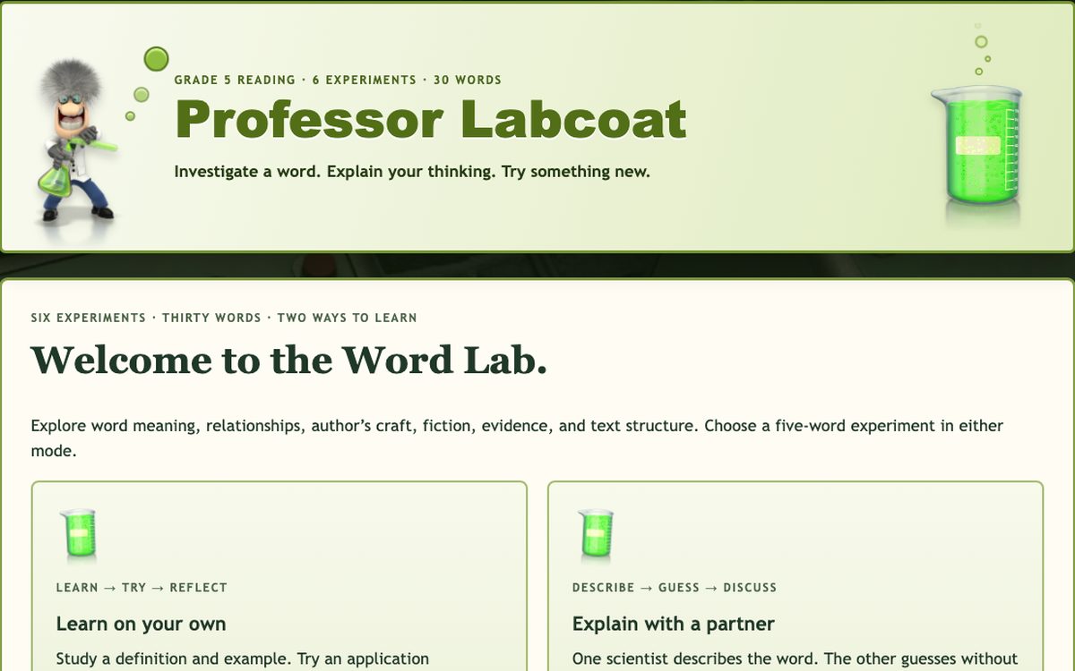 Professor Labcoat game screen