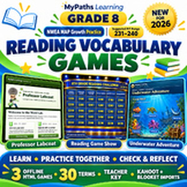 8th Grade Reading Vocabulary Games | RIT 231-240 cover