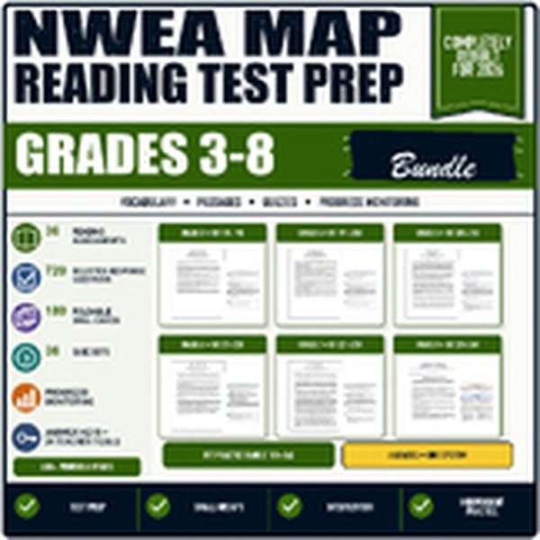 Grades 3-8 NWEA MAP Reading Test Prep Bundle cover