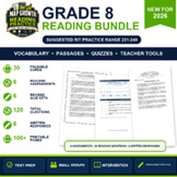 8th Grade Reading Test Prep for NWEA MAP Reading cover