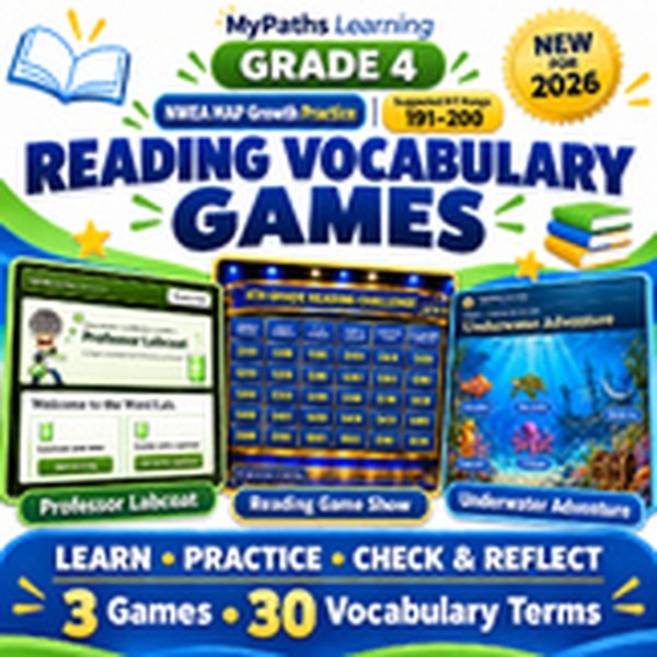 4th Grade Reading Vocabulary Games | RIT 191-200 cover