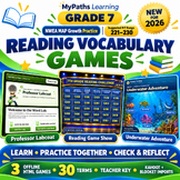 7th Grade Reading Vocabulary Games | RIT 221-230 cover