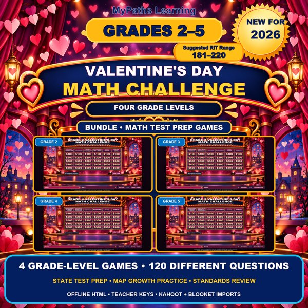 Grades 2-5 Valentine's Day Math Challenge Bundle cover