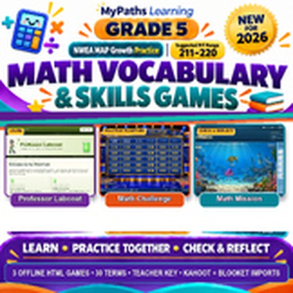 5th Grade Math Vocabulary & Skills Games | RIT 211-220 cover