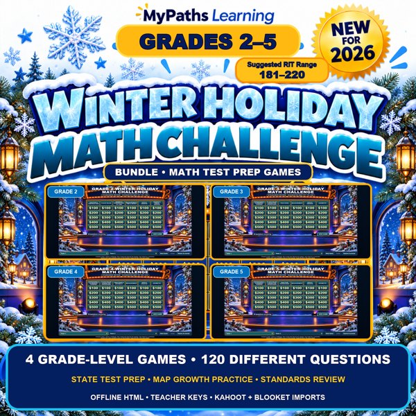 Grades 2-5 Winter Holiday Math Challenge Bundle cover