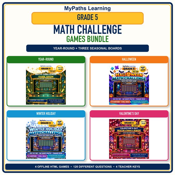 Grade 5 Math Challenge Games Bundle cover
